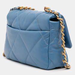 Pre Owned Chanel Blue Medium Lambskin 19 Flap