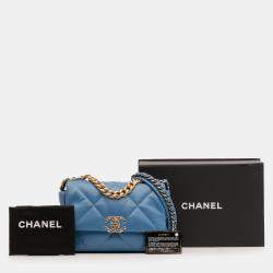 Pre Owned Chanel Blue Medium Lambskin 19 Flap