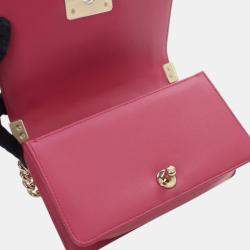 Pre Owned Chanel Pink White Small Tweed and Lambskin Boy Flap