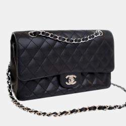 Pre Owned Chanel Black Medium Classic Caviar Double Flap