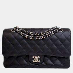 Pre Owned Chanel Black Medium Classic Caviar Double Flap
