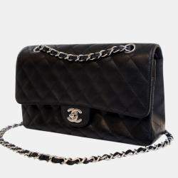Pre Owned Chanel Black Medium Classic Caviar Double Flap