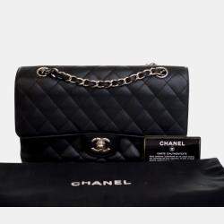 Pre Owned Chanel Black Medium Classic Caviar Double Flap