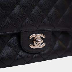 Pre Owned Chanel Black Medium Classic Caviar Double Flap