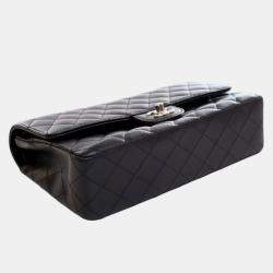Pre Owned Chanel Black Medium Classic Caviar Double Flap