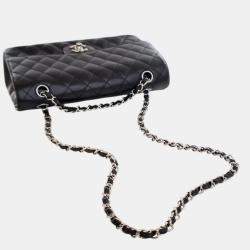 Pre Owned Chanel Black Medium Classic Caviar Double Flap