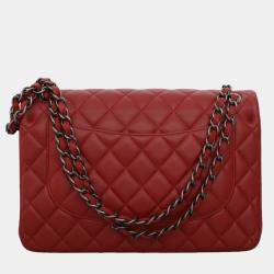 Pre Owned Chanel Lambskin Classic Jumbo Double Flap Bag
