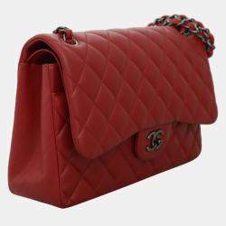 Pre Owned Chanel Lambskin Classic Jumbo Double Flap Bag