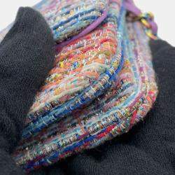 Pre Owned Chanel Multicolor CC Quilted Tweed Rainbow Hardware Wallet on Chain