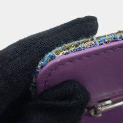 Pre Owned Chanel Multicolor CC Quilted Tweed Rainbow Hardware Wallet on Chain