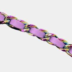 Pre Owned Chanel Multicolor CC Quilted Tweed Rainbow Hardware Wallet on Chain