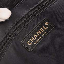 Pre Owned Chanel Black Jacquard Nylon Travel Line Tote Handbag