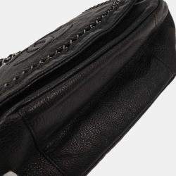 Pre Owned Chanel Black Calfskin Luxury Line Accordion Flap Handbag