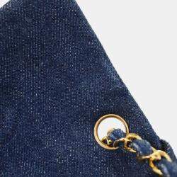 Pre Owned Chanel Indigo Denim Mini Classic Square Flap Shoulder Bag