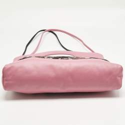 Pre Owned Chanel Pink/Black Printed Quilted Canvas and Leather Medium 31 Shopper Tote
