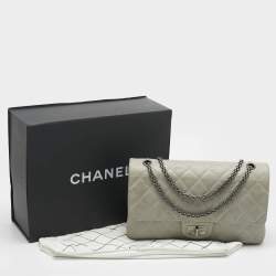 Pre Owned Chanel Pale Blue Quilted Shimmer Leather Classic 227 Reissue 2.55 Flap Bag