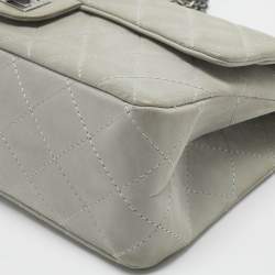 Pre Owned Chanel Pale Blue Quilted Shimmer Leather Classic 227 Reissue 2.55 Flap Bag