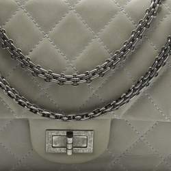 Pre Owned Chanel Pale Blue Quilted Shimmer Leather Classic 227 Reissue 2.55 Flap Bag