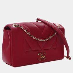 Pre Owned Chanel Mini Quilted Chevron Sheepskin Mademoiselle Vintage Flap