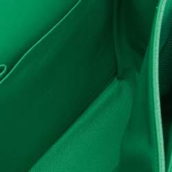 Pre Owned Chanel Green Quilted Caviar Leather Maxi Classic Double Flap Bag