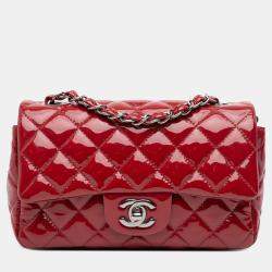 Pre Owned Chanel Mini Rectangular Classic Patent Single Flap