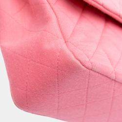 Pre Owned Chanel Pink Medium Classic Jersey Double Flap