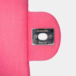 Pre Owned Chanel Pink Medium Classic Jersey Double Flap