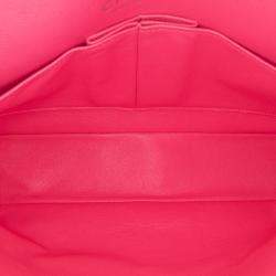 Pre Owned Chanel Pink Medium Classic Jersey Double Flap