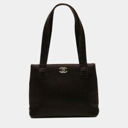 Pre Owned Chanel Brown CC Satin Handbag