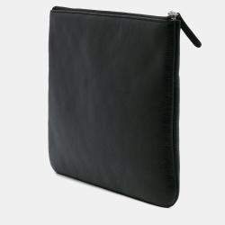Pre Owned Chanel Black Medium Caviar Lucky Clover O Case Clutch