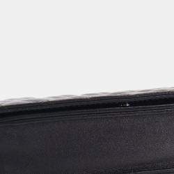 Pre Owned Chanel Black CC Quilted Lambskin Diamond Wallet On Chain