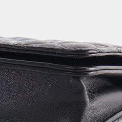 Pre Owned Chanel Black CC Quilted Lambskin Diamond Wallet On Chain