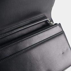 Pre Owned Chanel Black CC Quilted Lambskin Diamond Wallet On Chain