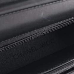 Pre Owned Chanel Black CC Quilted Lambskin Diamond Wallet On Chain