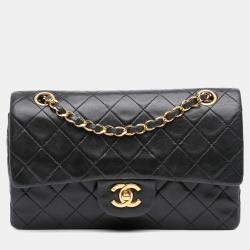 Pre Owned Chanel Black Small Classic Lambskin Double Flap