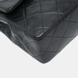Pre Owned Chanel Black Small Classic Lambskin Double Flap