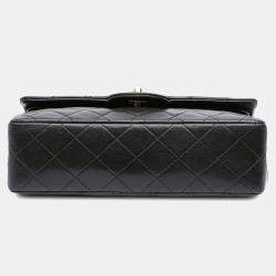 Pre Owned Chanel Black Small Classic Lambskin Double Flap