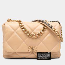 Pre Owned Chanel Brown Maxi Lambskin 19 Flap