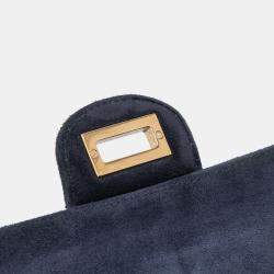 Pre Owned Chanel Navy Blue Reissue 2.55 Quilted Suede Double Flap 225