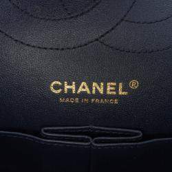 Pre Owned Chanel Navy Blue Reissue 2.55 Quilted Suede Double Flap 225