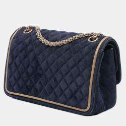 Pre Owned Chanel Navy Blue Reissue 2.55 Quilted Suede Double Flap 225