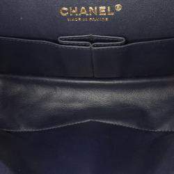 Pre Owned Chanel Navy Blue Reissue 2.55 Quilted Suede Double Flap 225