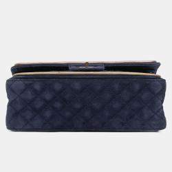 Pre Owned Chanel Navy Blue Reissue 2.55 Quilted Suede Double Flap 225