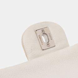 Pre Owned Chanel White Medium Classic Caviar Double Flap