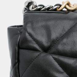 Pre Owned Chanel Black Large Lambskin 19 Flap