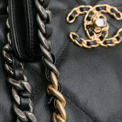 Pre Owned Chanel Black Large Lambskin 19 Flap