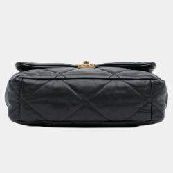 Pre Owned Chanel Black Large Lambskin 19 Flap