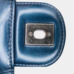 Pre Owned Chanel Blue Medium Quilted Glazed Calfskin Coco Pleats Flap