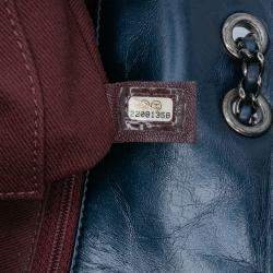 Pre Owned Chanel Blue Medium Quilted Glazed Calfskin Coco Pleats Flap