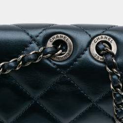 Pre Owned Chanel Blue Medium Quilted Glazed Calfskin Coco Pleats Flap